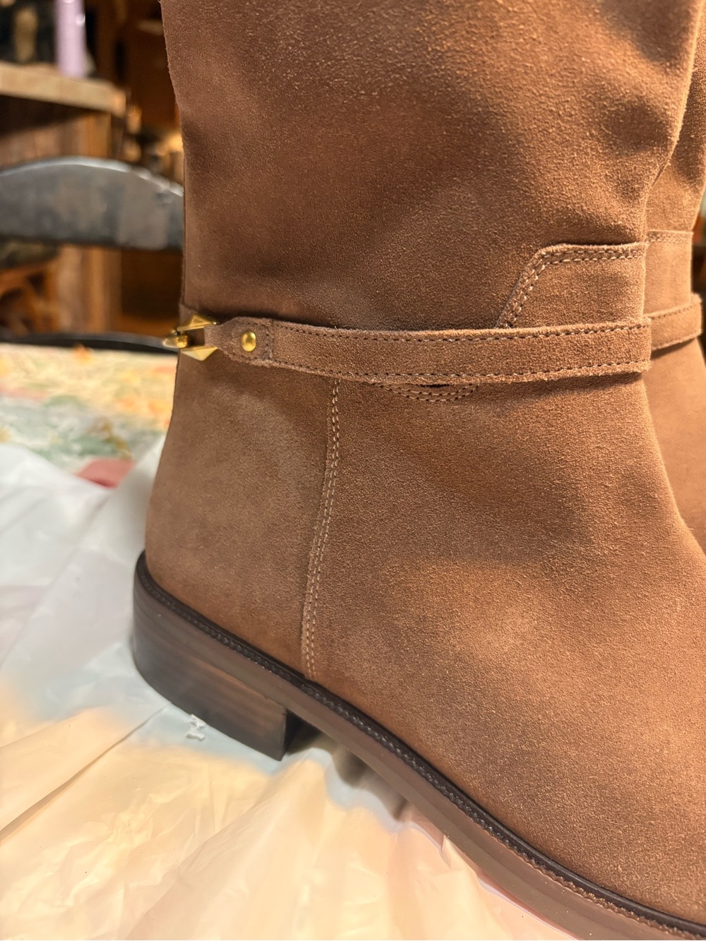 Vince Camuto Adria Suede Link Hardware Tall Riding Boots Womens 10 - Picture 10 of 14